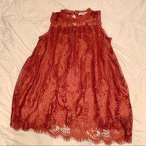 Beautiful coral/rust lace tank
